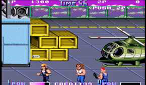 A screenshot from the arcade game Double Dragon II: The Revenge.
