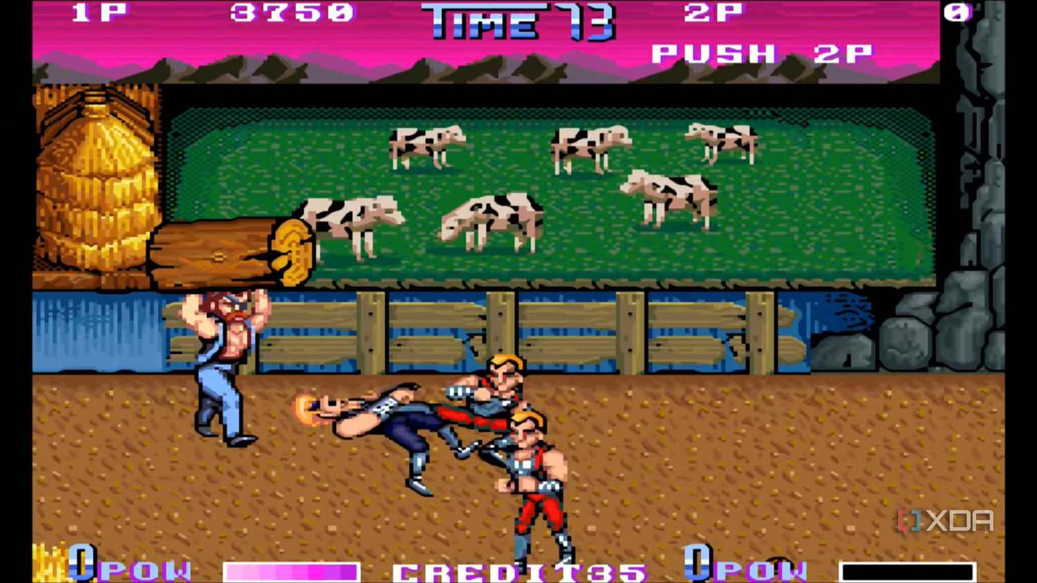 A screenshot from the arcade game Double Dragon II: The Revenge.