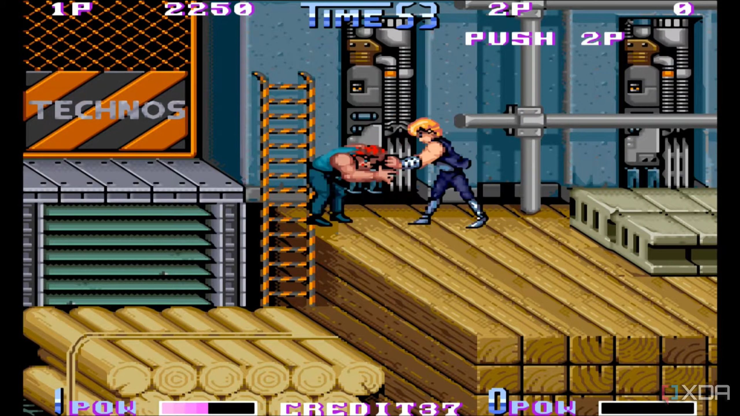 A screenshot from the arcade game Double Dragon II: The Revenge.