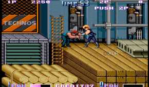 A screenshot from the arcade game Double Dragon II: The Revenge.