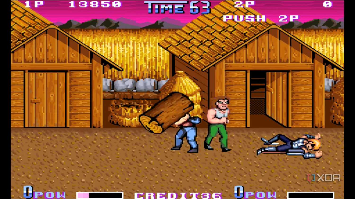 A screenshot from the arcade game Double Dragon II: The Revenge.