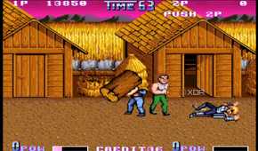 A screenshot from the arcade game Double Dragon II: The Revenge.