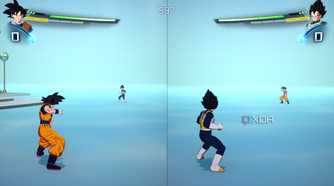 A split screen screenshot from Dragon Ball: Sparking! Zero.