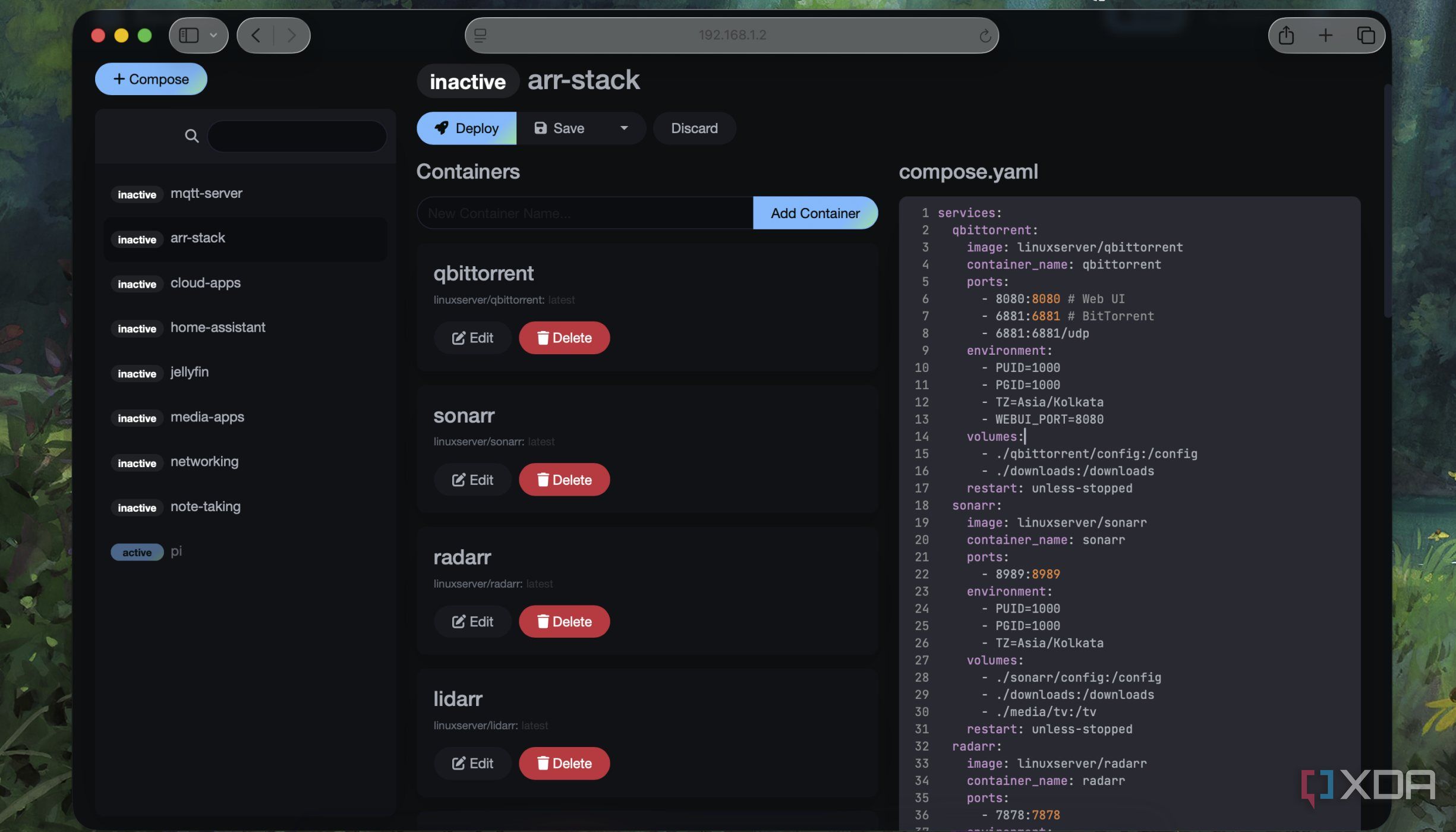 Editing Docker Compose files in Dockge