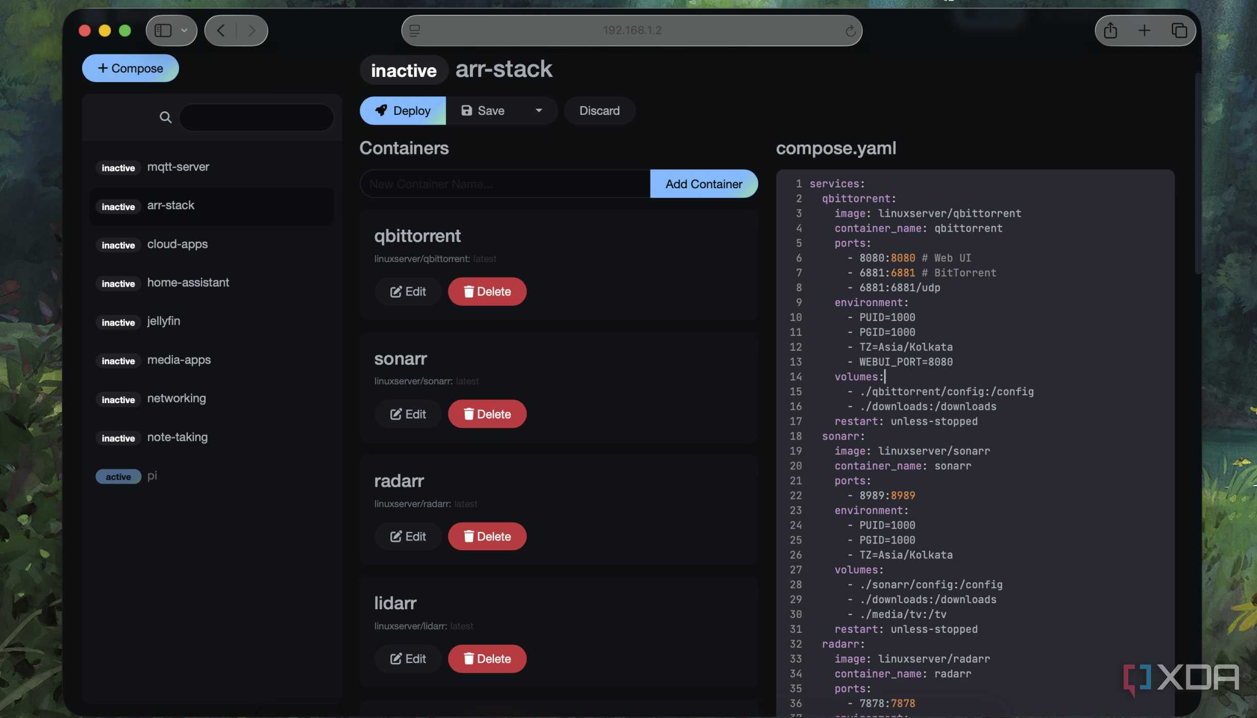 Editing Docker Compose files in Dockge