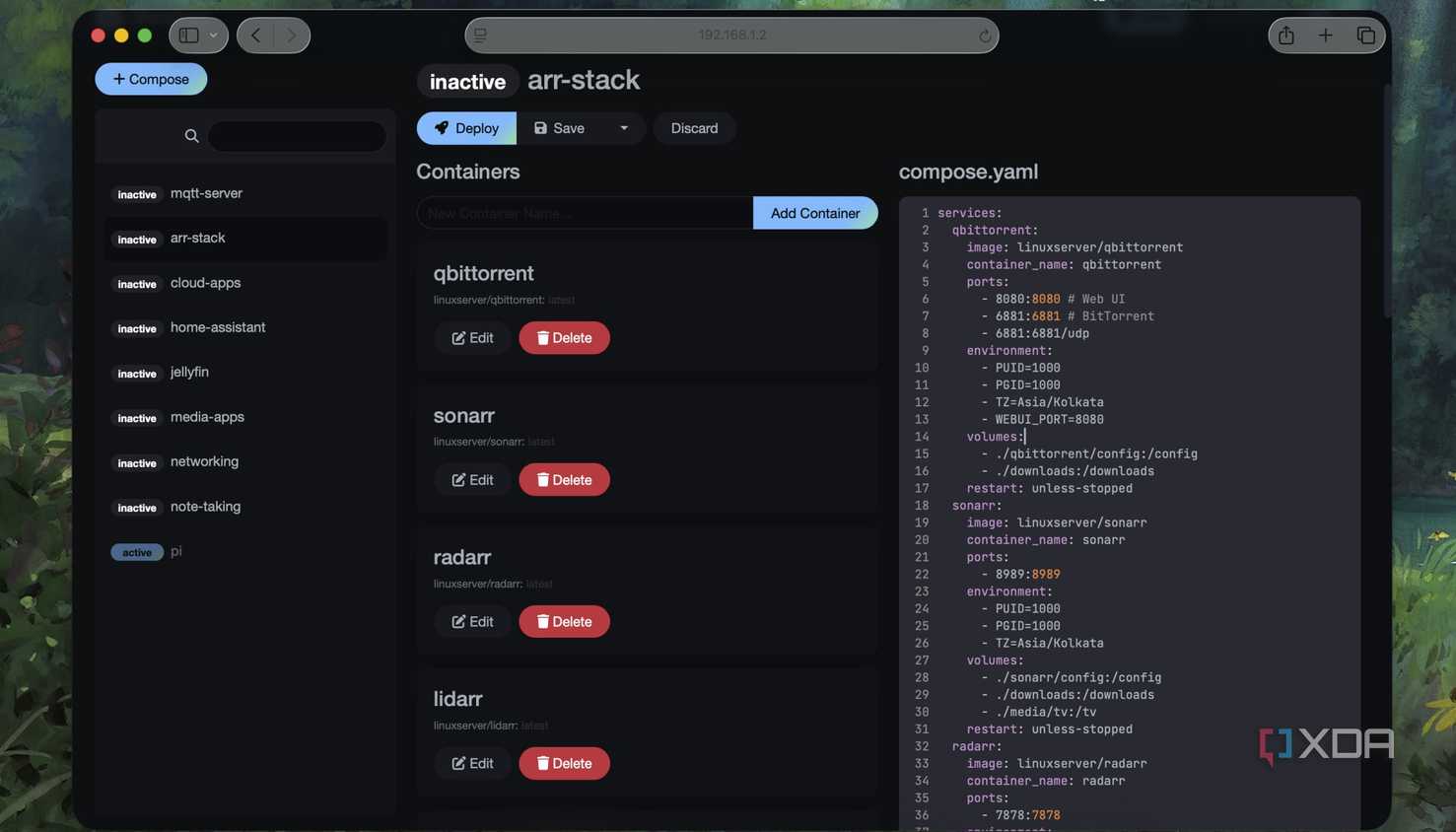 Editing Docker Compose files in Dockge