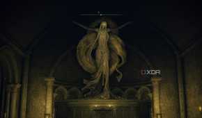 Queen Marika's statue in Elden Ring.