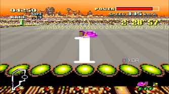 Gameplay from the SNES game F-Zero.