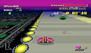 Gameplay from the SNES game F-Zero.