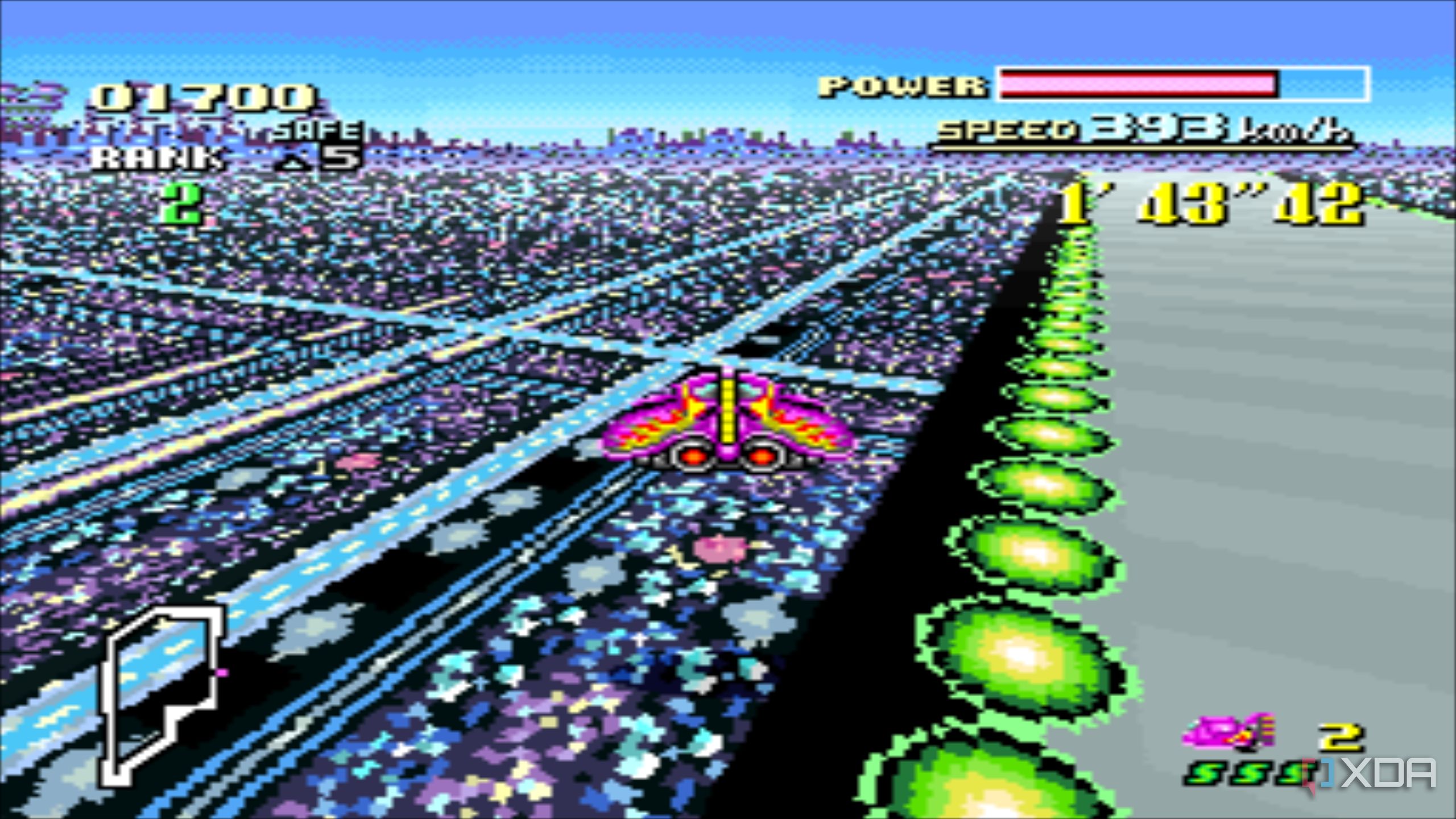 Gameplay from the SNES game F-Zero.