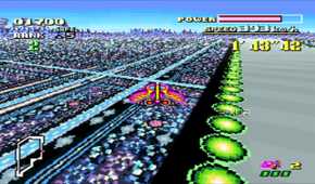 Gameplay from the SNES game F-Zero.
