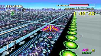 Gameplay from the SNES game F-Zero.