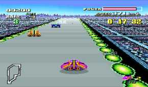 Gameplay from the SNES game F-Zero.