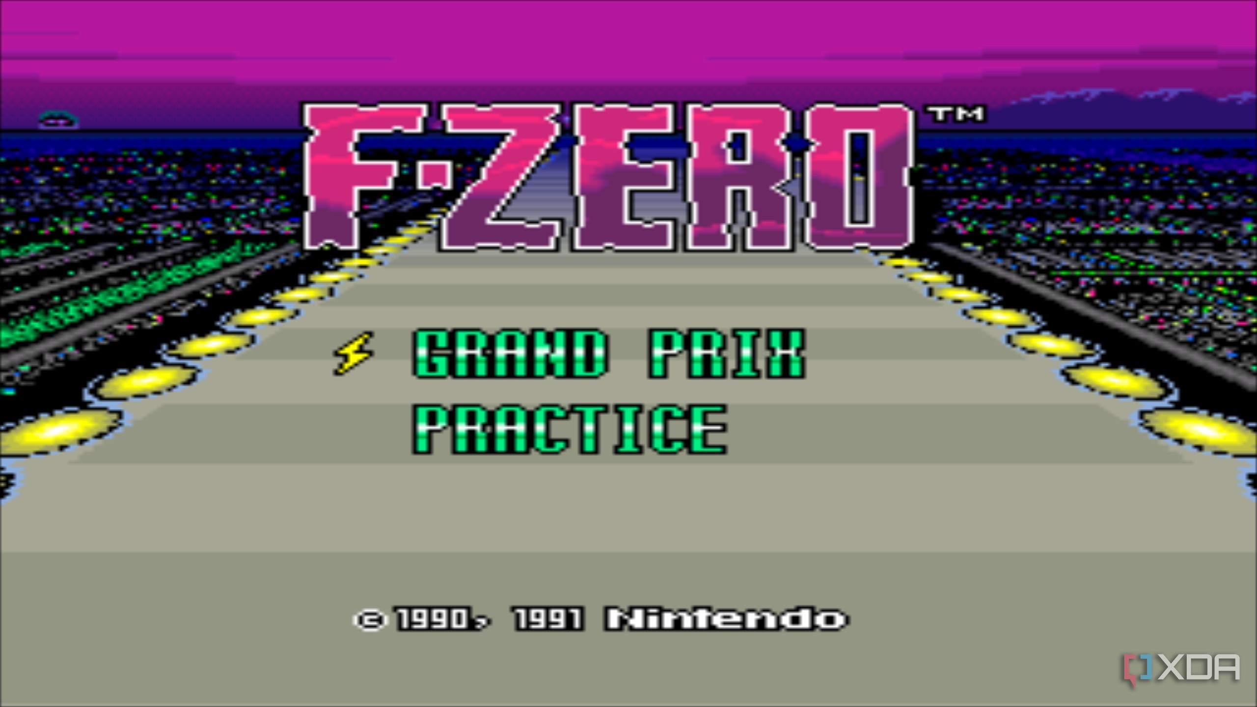 Main menu screen in the SNES game F-Zero.