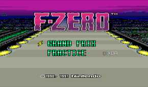 Main menu screen in the SNES game F-Zero.