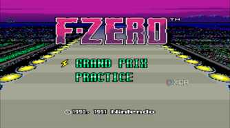 Main menu screen in the SNES game F-Zero.