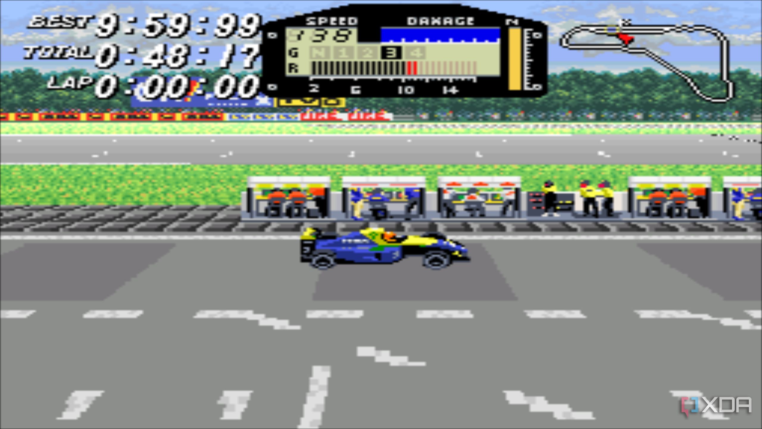 Screenshot from the SNES GAME F1 ROC: Race of Champions.