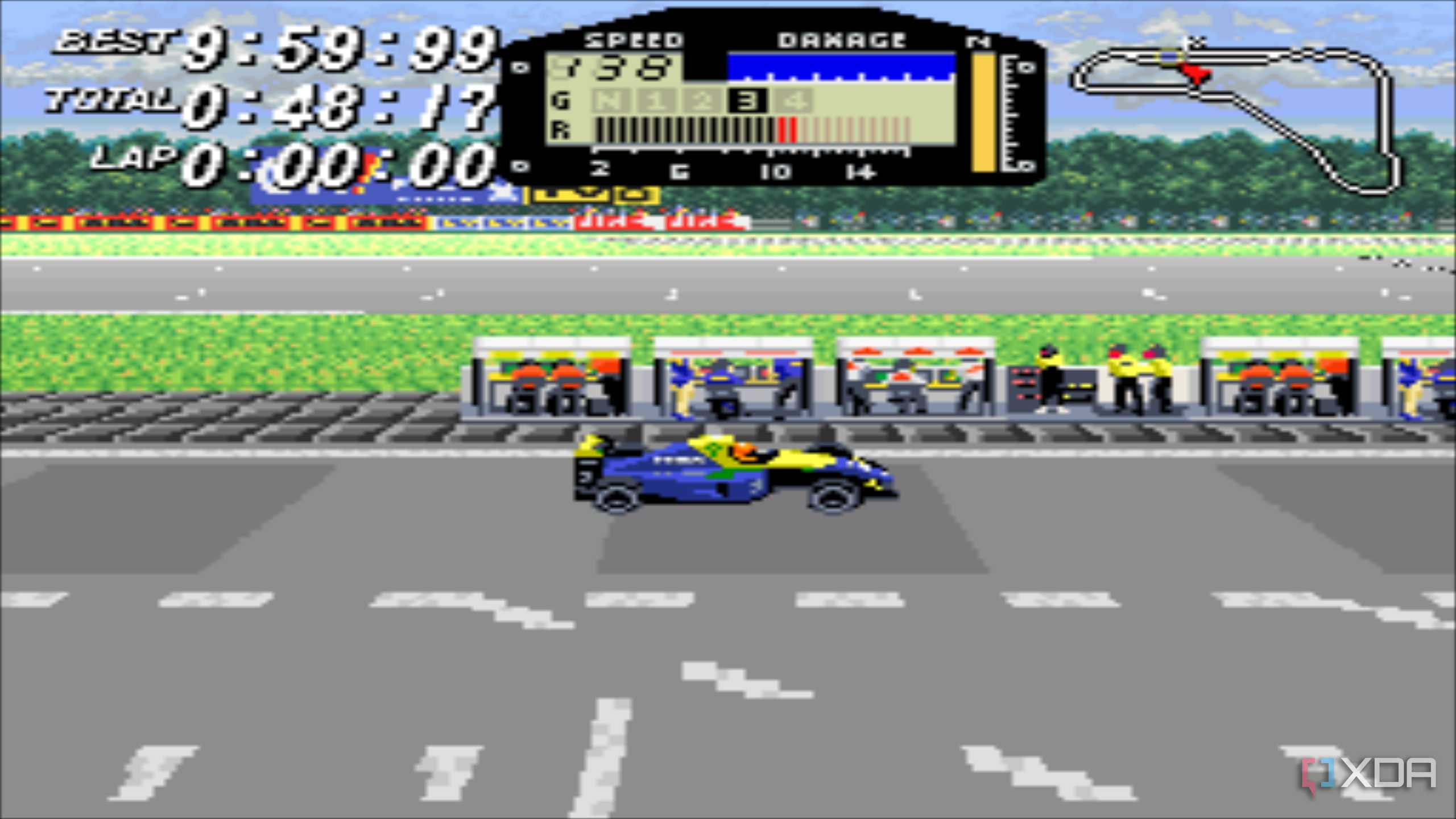 Screenshot from the SNES GAME F1 ROC: Race of Champions.