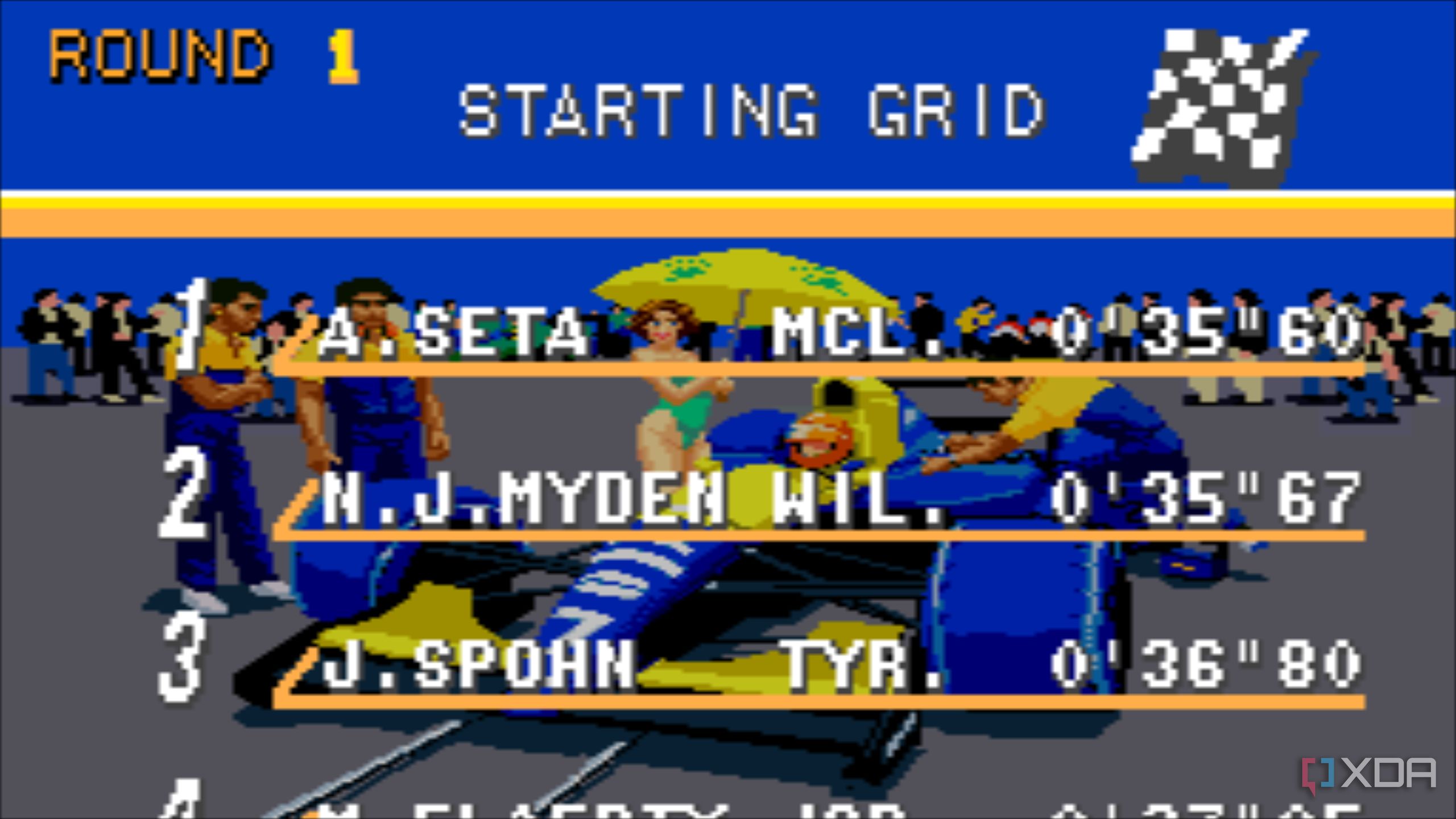 Screenshot from the SNES GAME F1 ROC: Race of Champions.
