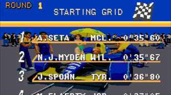 Screenshot from the SNES GAME F1 ROC: Race of Champions.