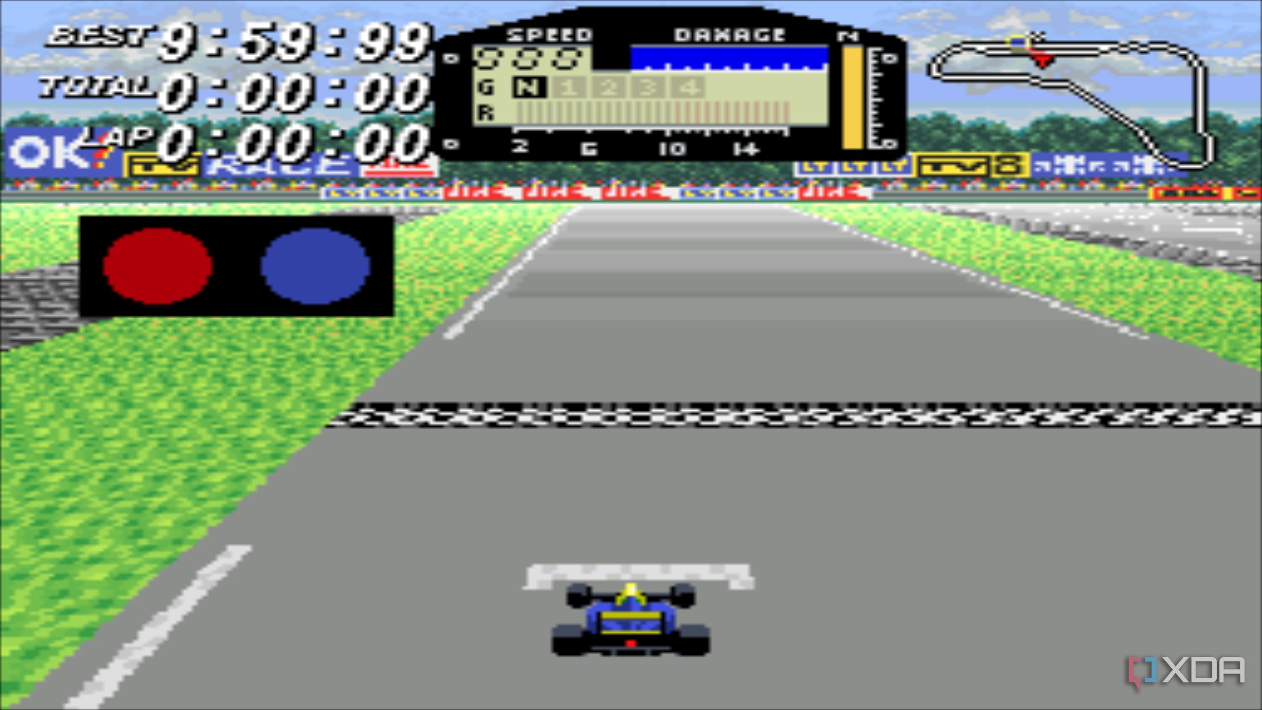 Screenshot from the SNES GAME F1 ROC: Race of Champions.