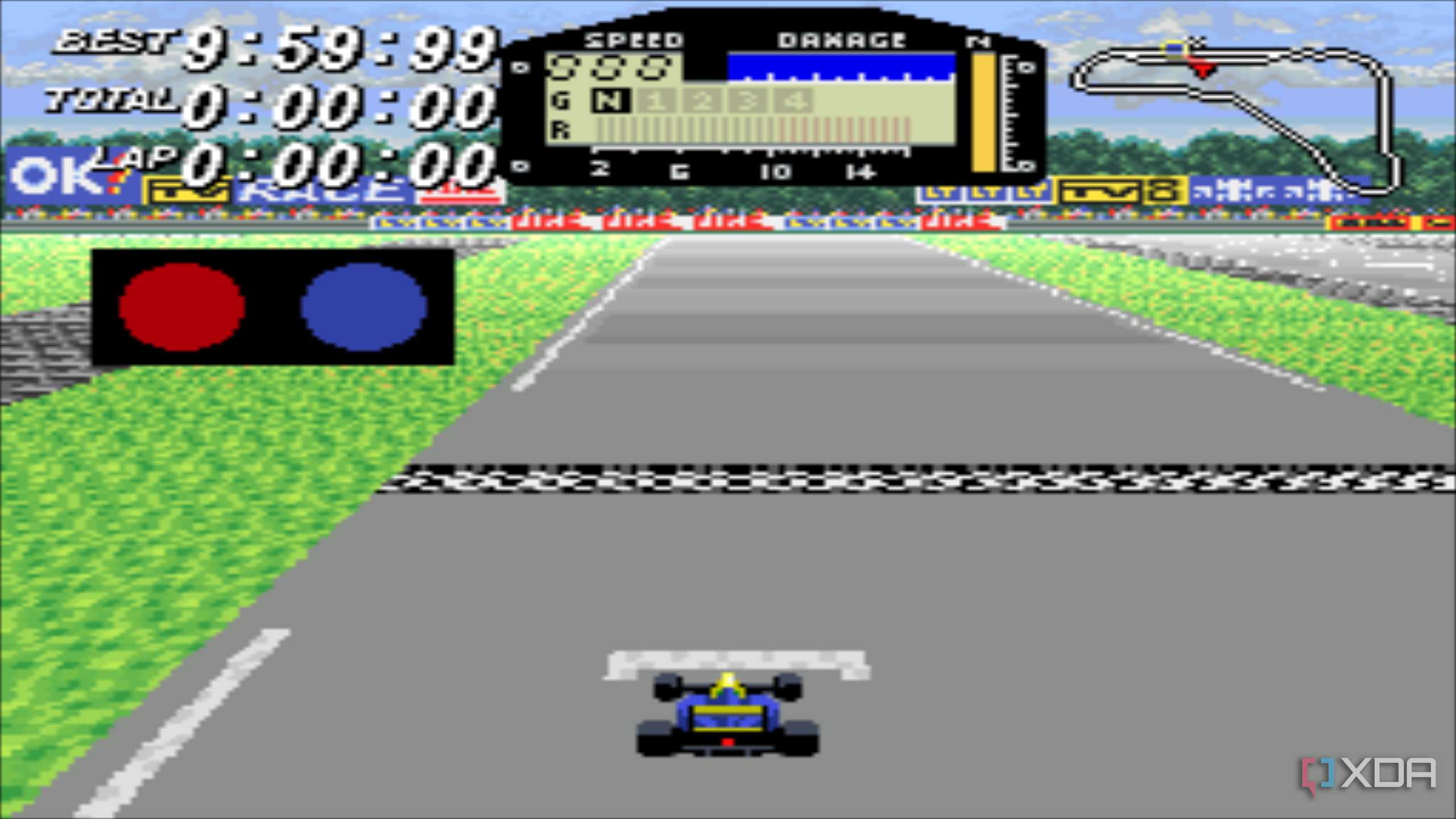 Screenshot from the SNES GAME F1 ROC: Race of Champions.