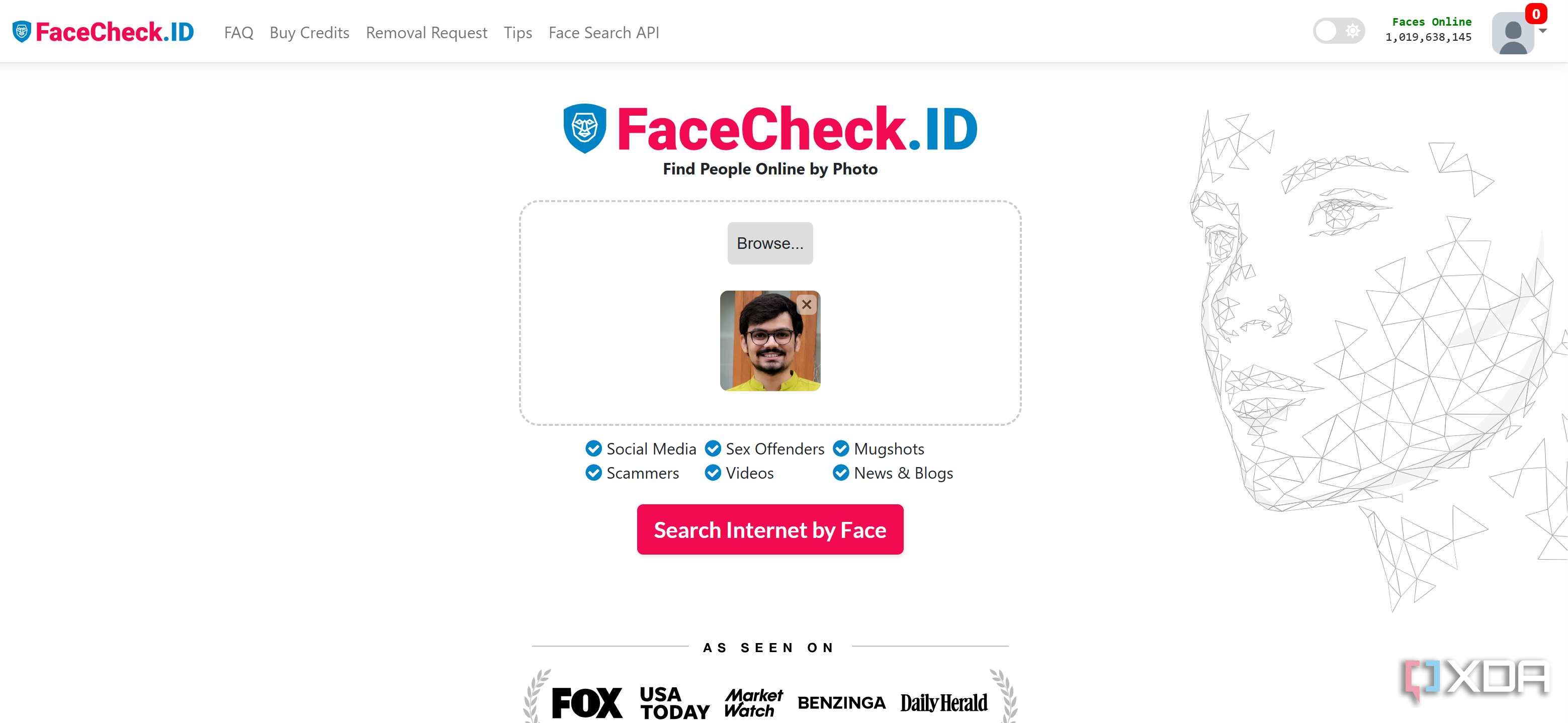 Upload photo on FaceCheck.ID to search similar photos
