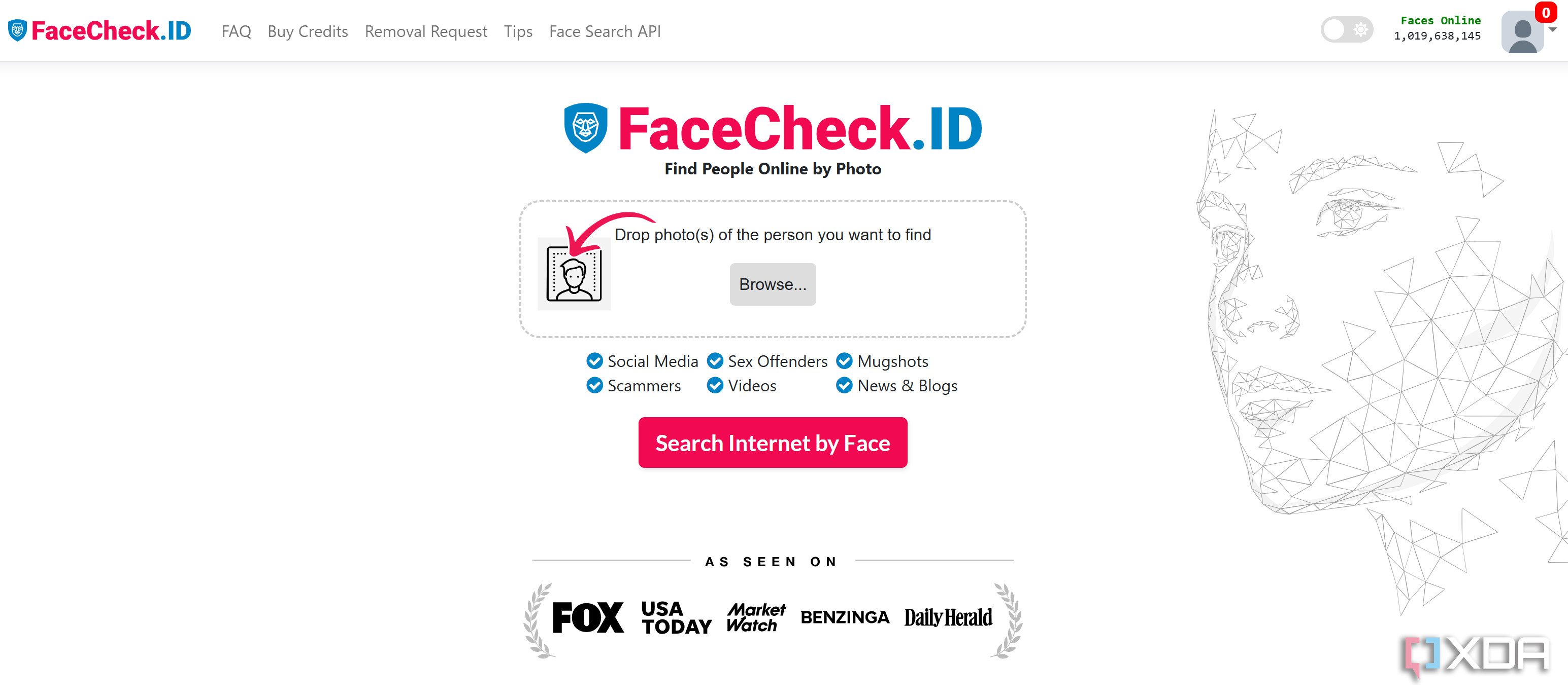 FaceCheck.ID home page