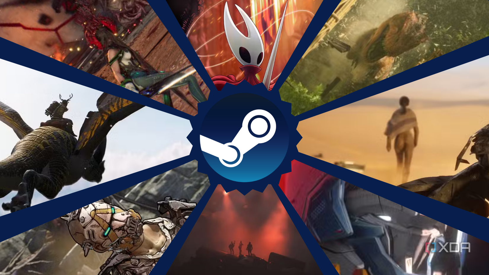 Un collage de los juegos más listados en Steam