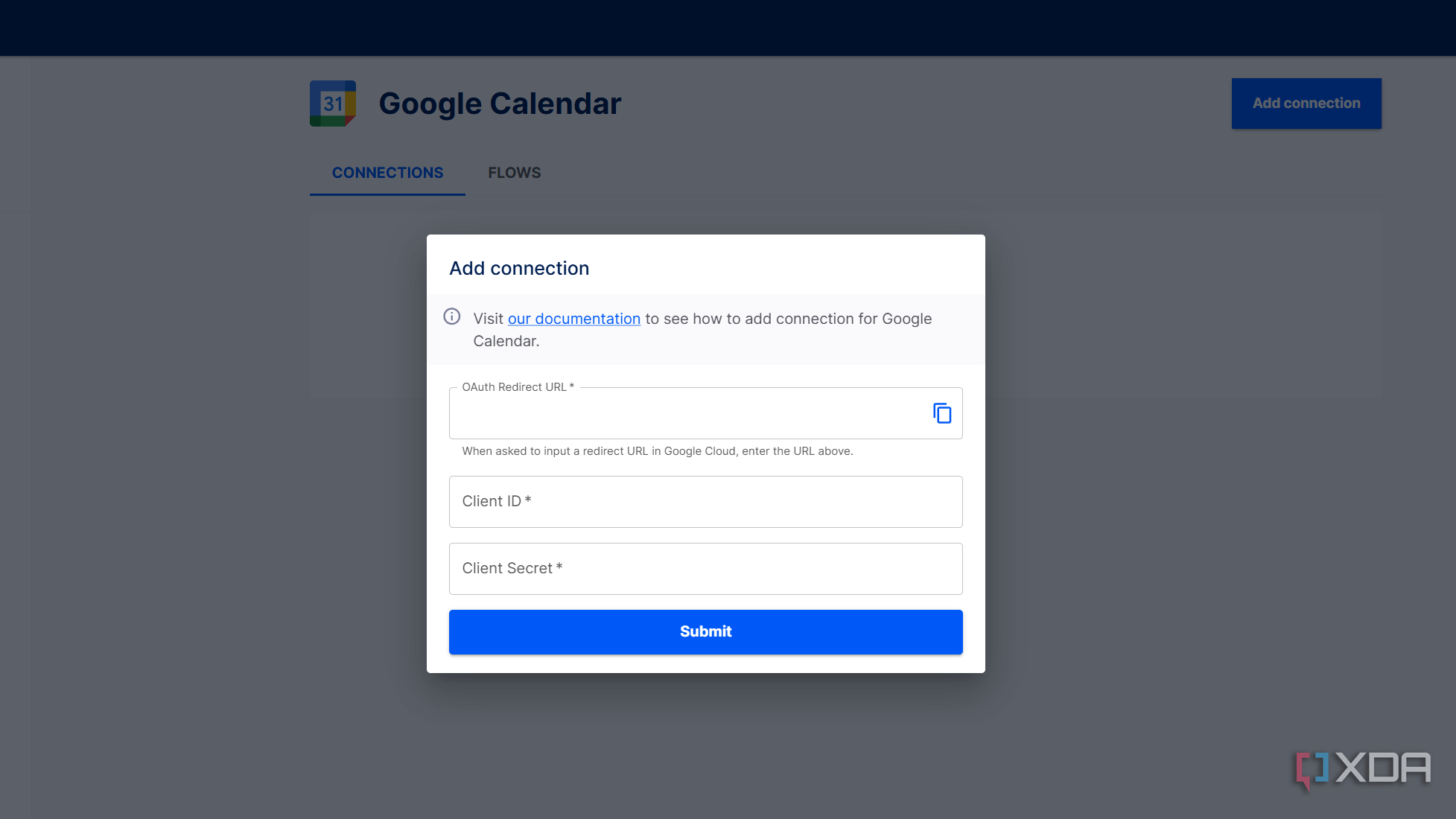 fields to fill in for app integration in automatisch