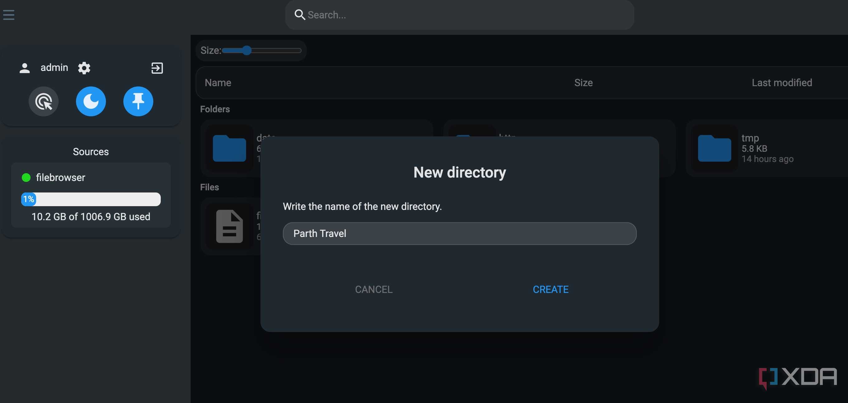 Filebrowser Docker container