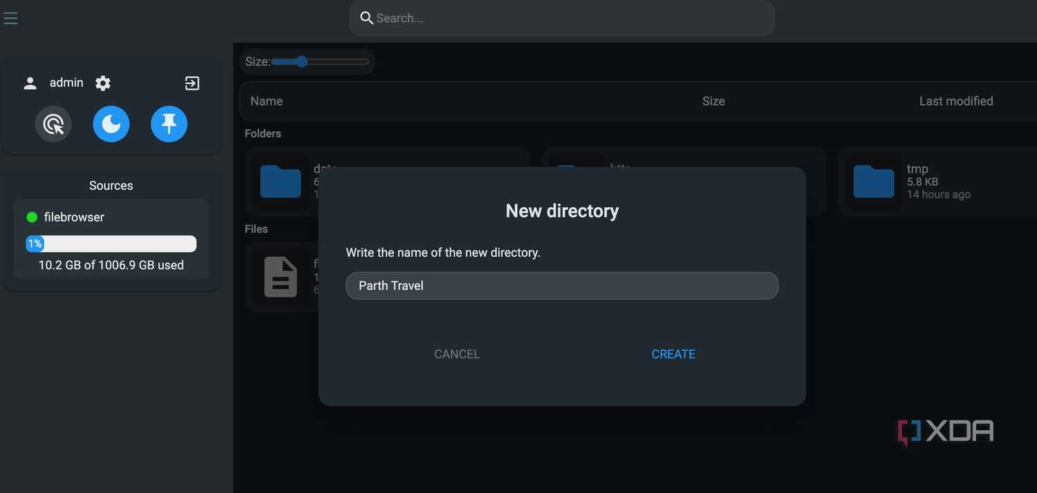 Filebrowser Docker container