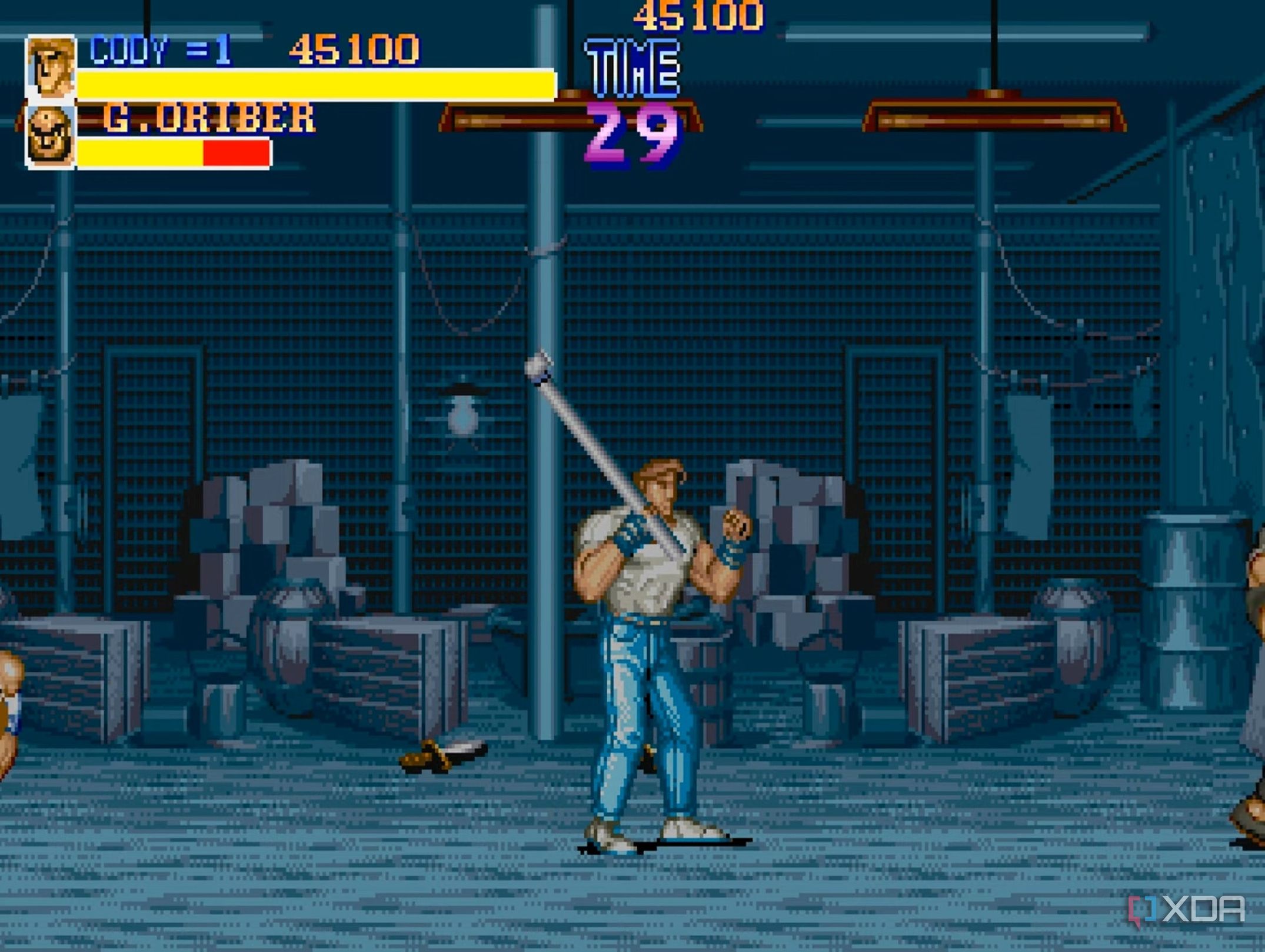 A screenshot from the arcade game Final Fight.