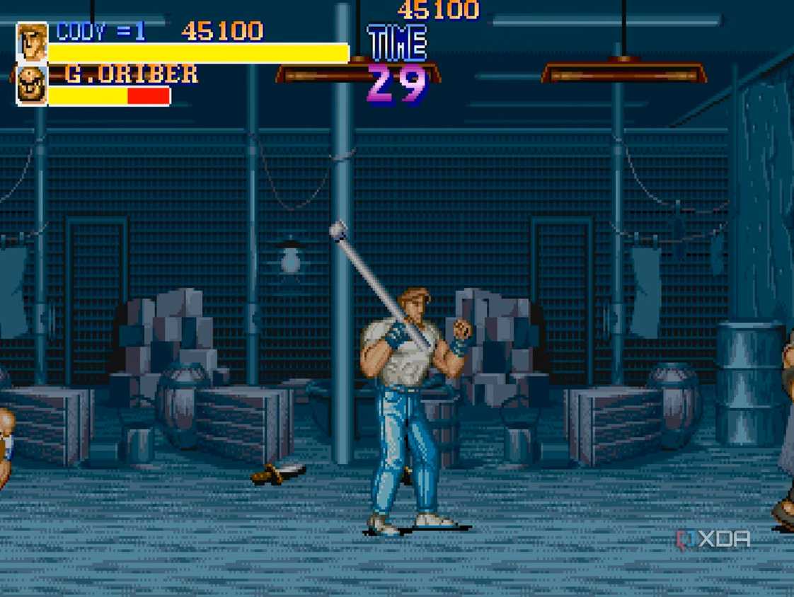 A screenshot from the arcade game Final Fight.