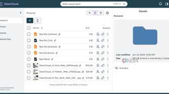 Folder details in OpenCloud