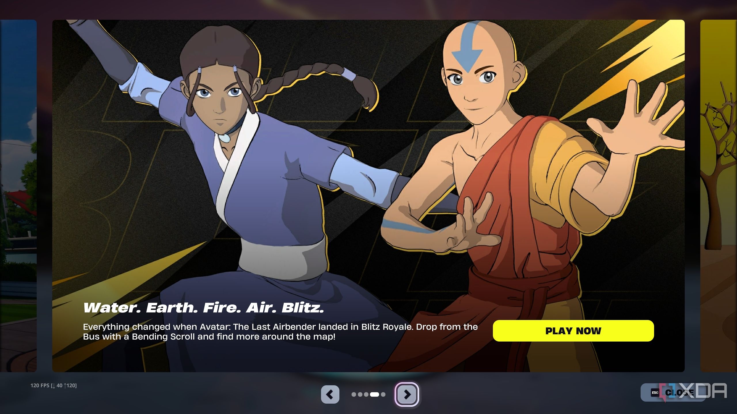 Avatar The Last Airbender theme in the Blitz Royale mode in Fortnite.