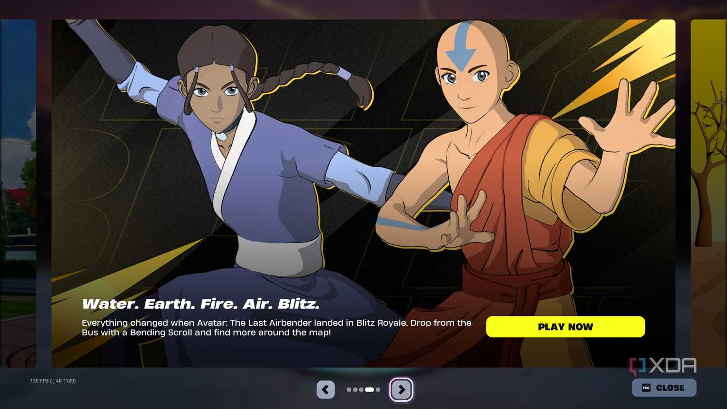Avatar The Last Airbender theme in the Blitz Royale mode in Fortnite.