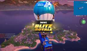 The battle bus in the Blitz Royale mode in Fortnite.