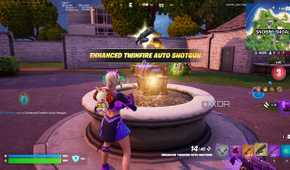 A mythic twinfire auto shotgun spawning in the player inventory in the Blitz Royale mode in Fortnite.