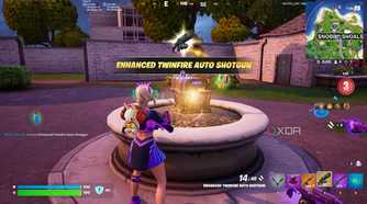 A mythic twinfire auto shotgun spawning in the player inventory in the Blitz Royale mode in Fortnite.