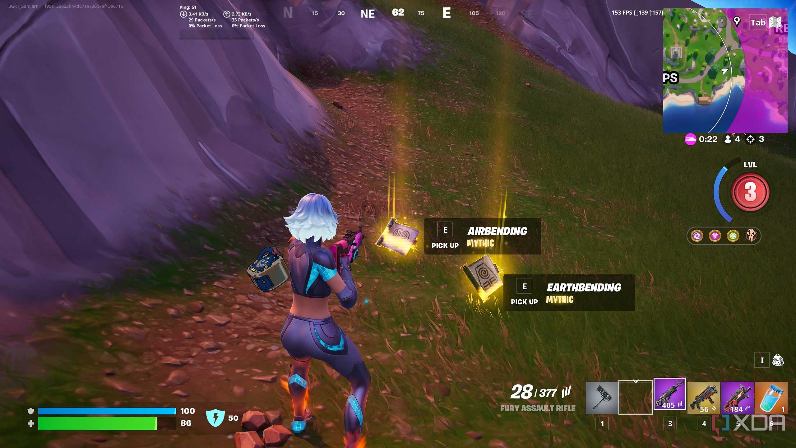Airbending and earthbending scrolls in the Blitz Royale mode in Fortnite.