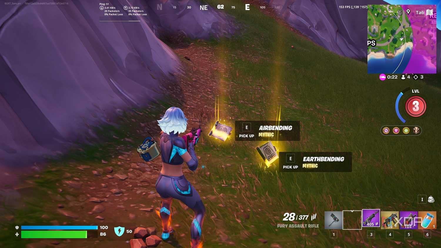 Airbending and earthbending scrolls in the Blitz Royale mode in Fortnite.
