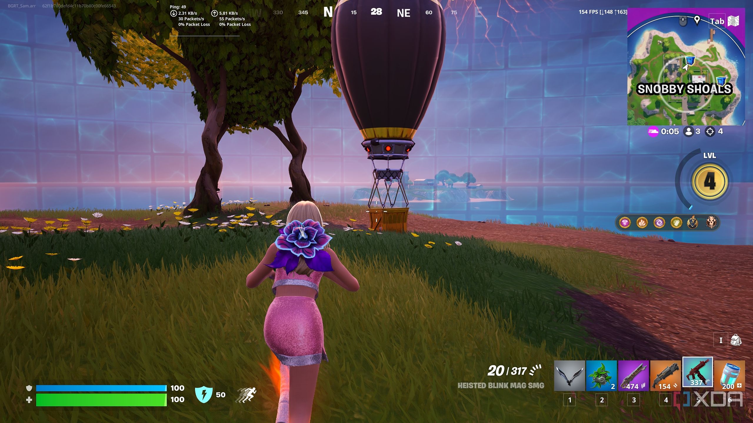 Sabrina Carpenter running towards a black supply drop in the Blitz Royale mode in Fortnite.