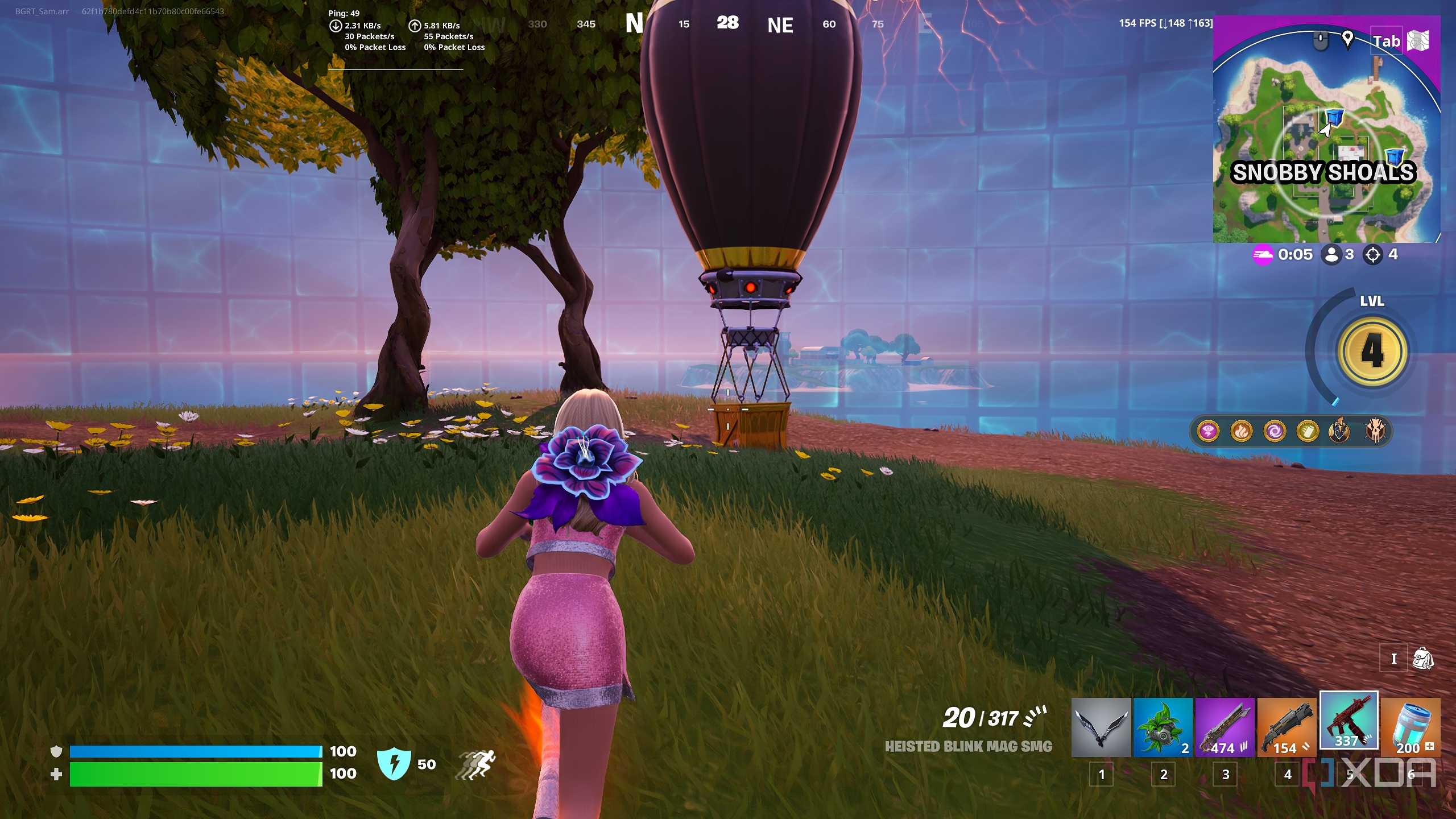 Sabrina Carpenter running towards a black supply drop in the Blitz Royale mode in Fortnite.