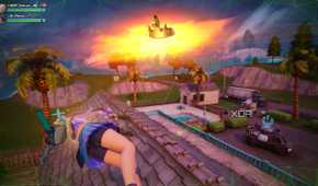 Haylee Skye shootdodging in the Blitz Royale mode in Fortnite.