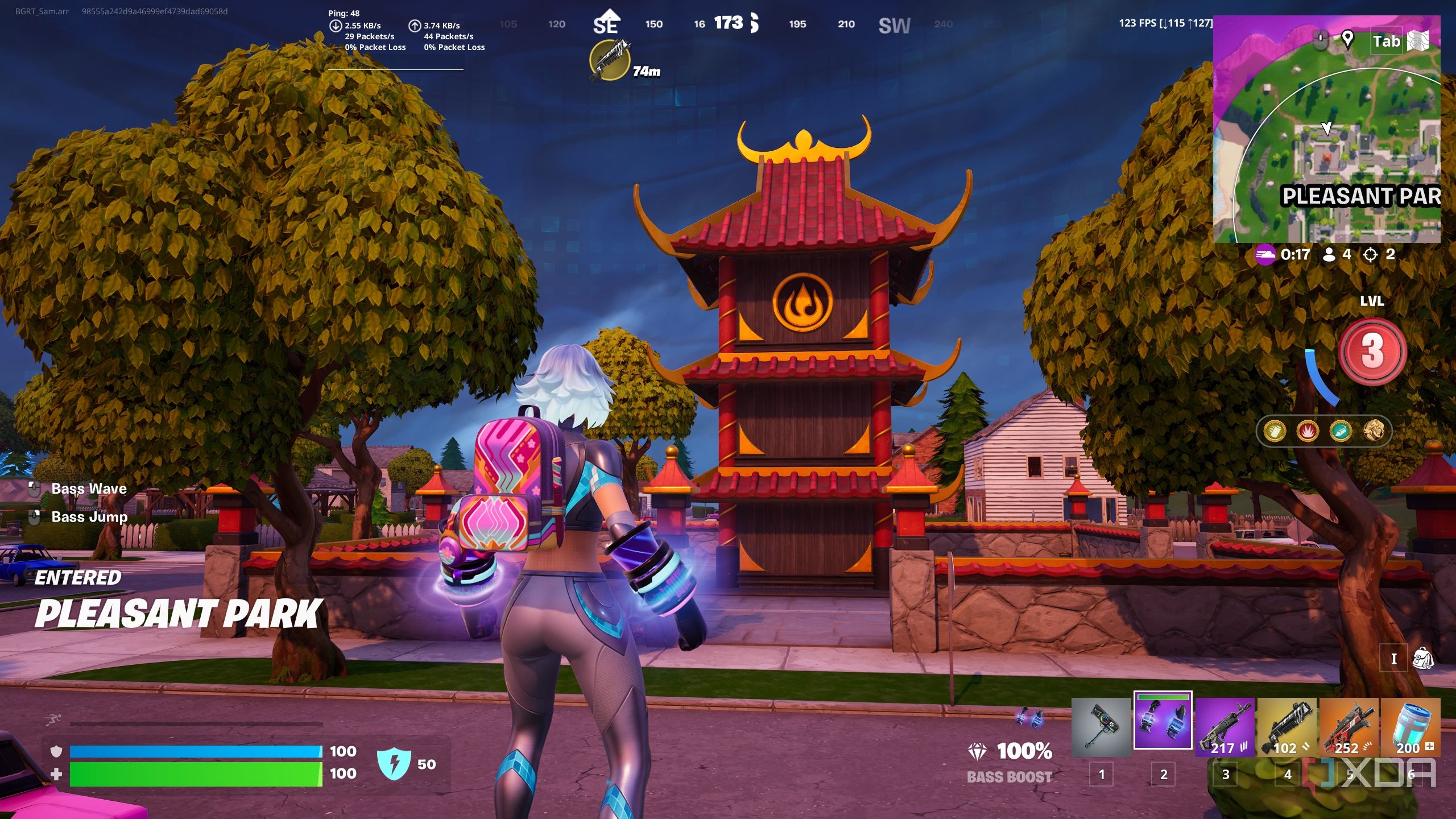 A firebending pagoda in the Blitz Royale mode in Fortnite.