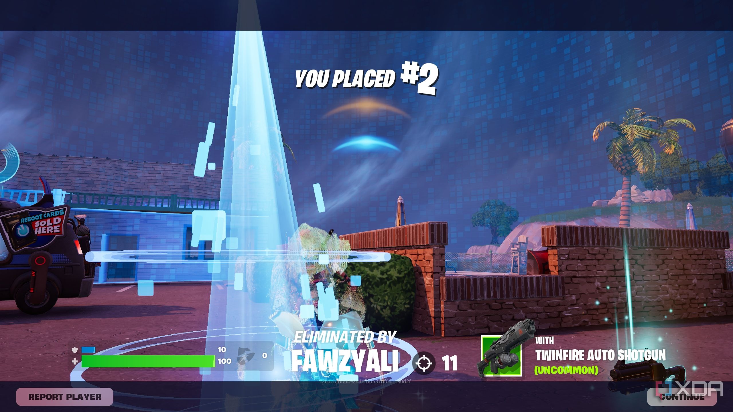 Placing number 2 in the Blitz Royale mode in Fortnite.