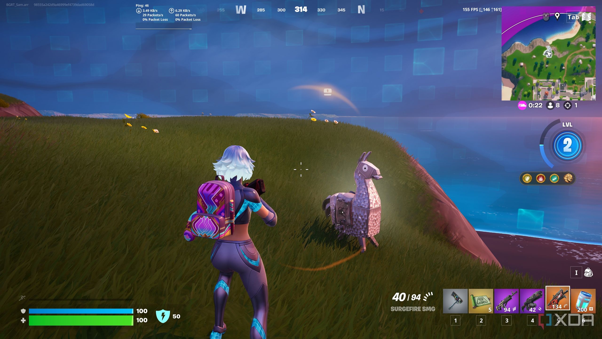 A silver llama in the Blitz Royale mode in Fortnite.