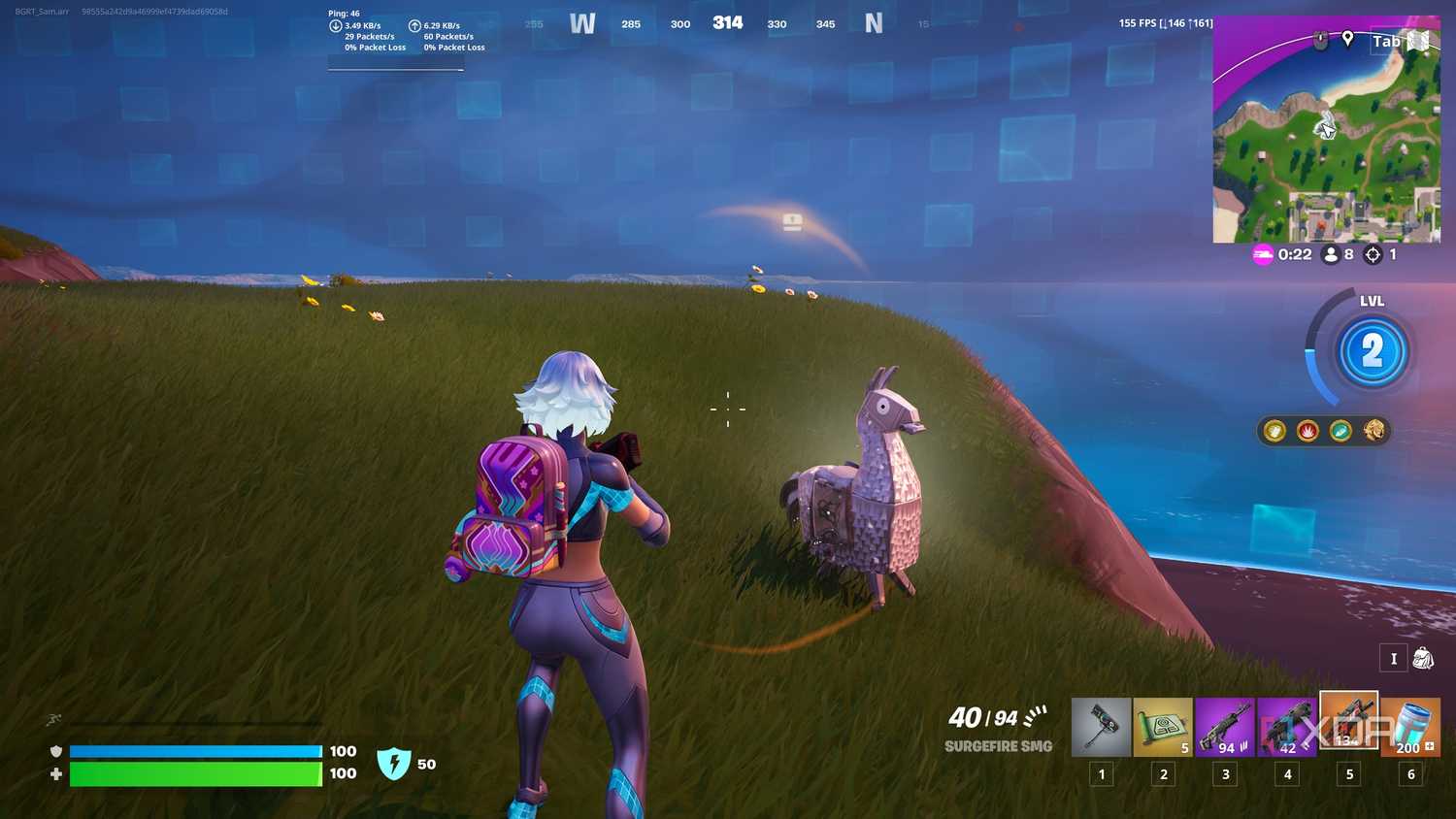 A silver llama in the Blitz Royale mode in Fortnite.