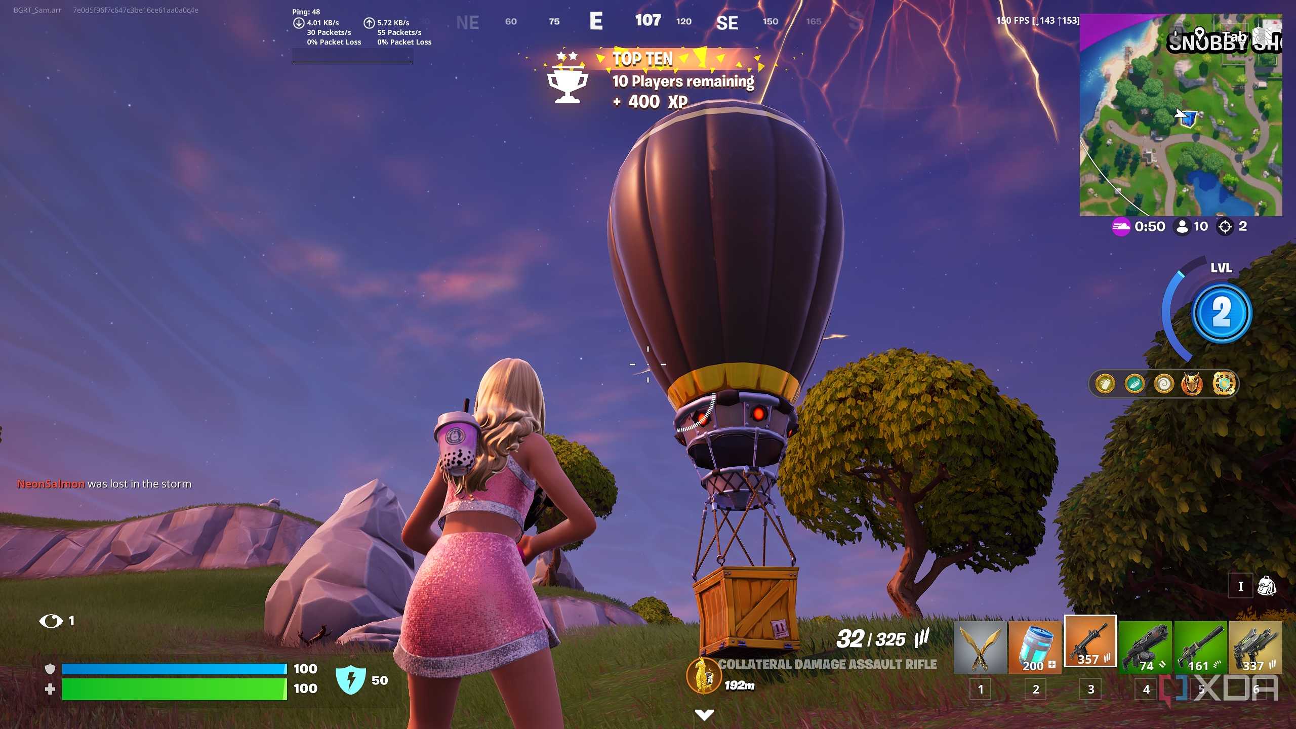 A black supply drop in the Blitz Royale mode in Fortnite.